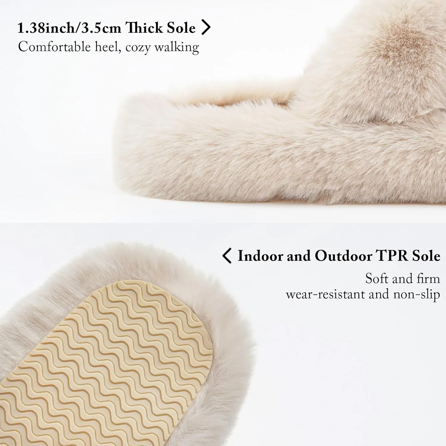 SOULROSE Women's Slippers Open Toe Memory Foam House Slippers for Women Fuzzy Furry Comfy Faux Fur Bedroom Platform Indoor Outdoor Slide Shoes with Anti-Slip Sole Womens Gift Slippers