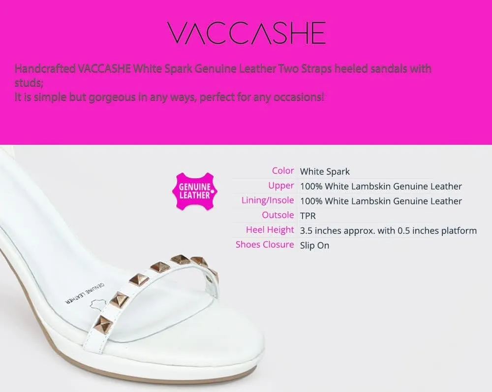 SPARK GENUINE LEATHER TWO STRAP HEELED SANDAL WITH STUDS