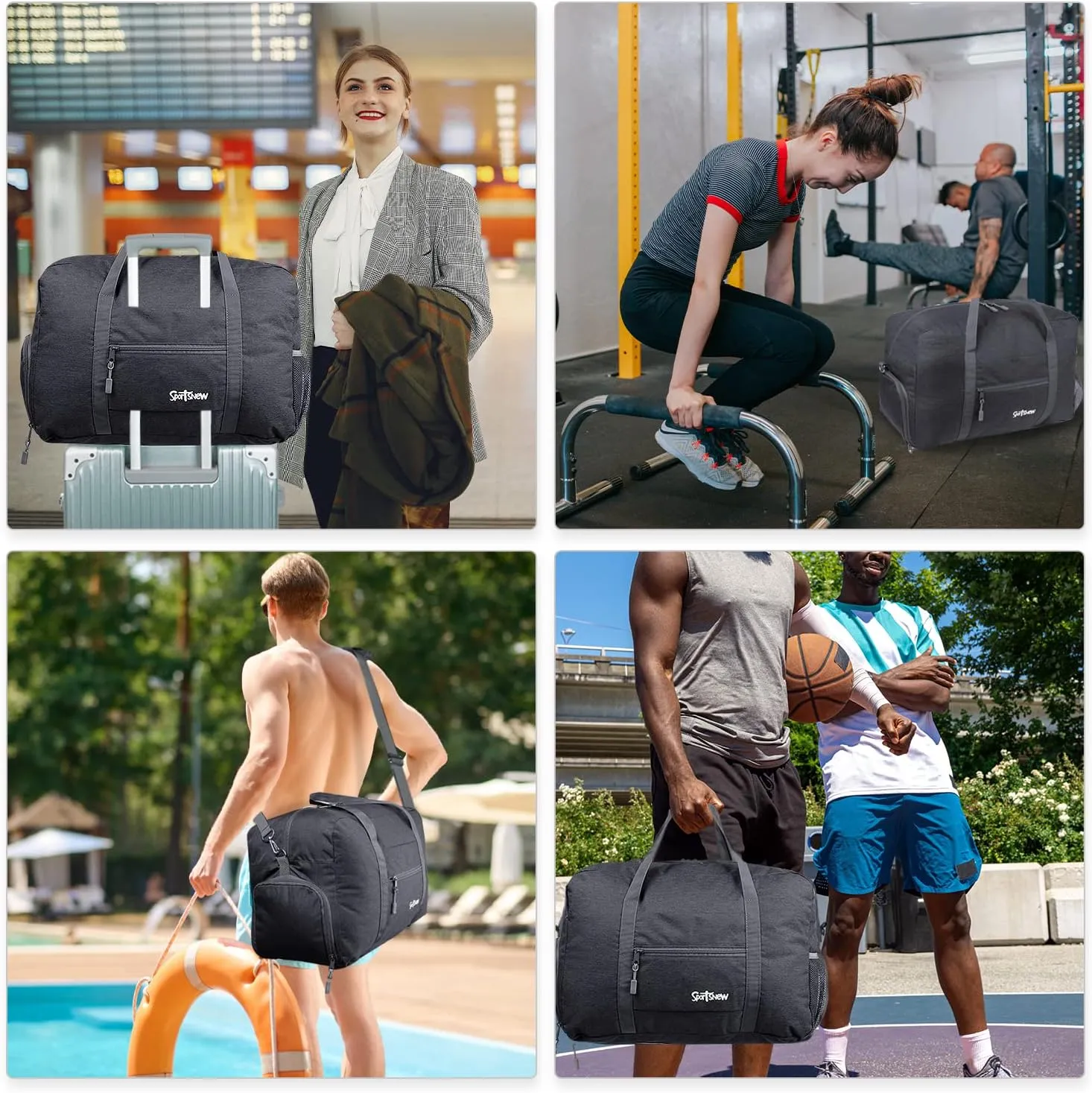 sportsnew Sports Gym Bag with Shoes Compartment and Wet Pocket, Travel Duffel for Men and Women, 38L Workout Weekender Overnight Bag Lightweight