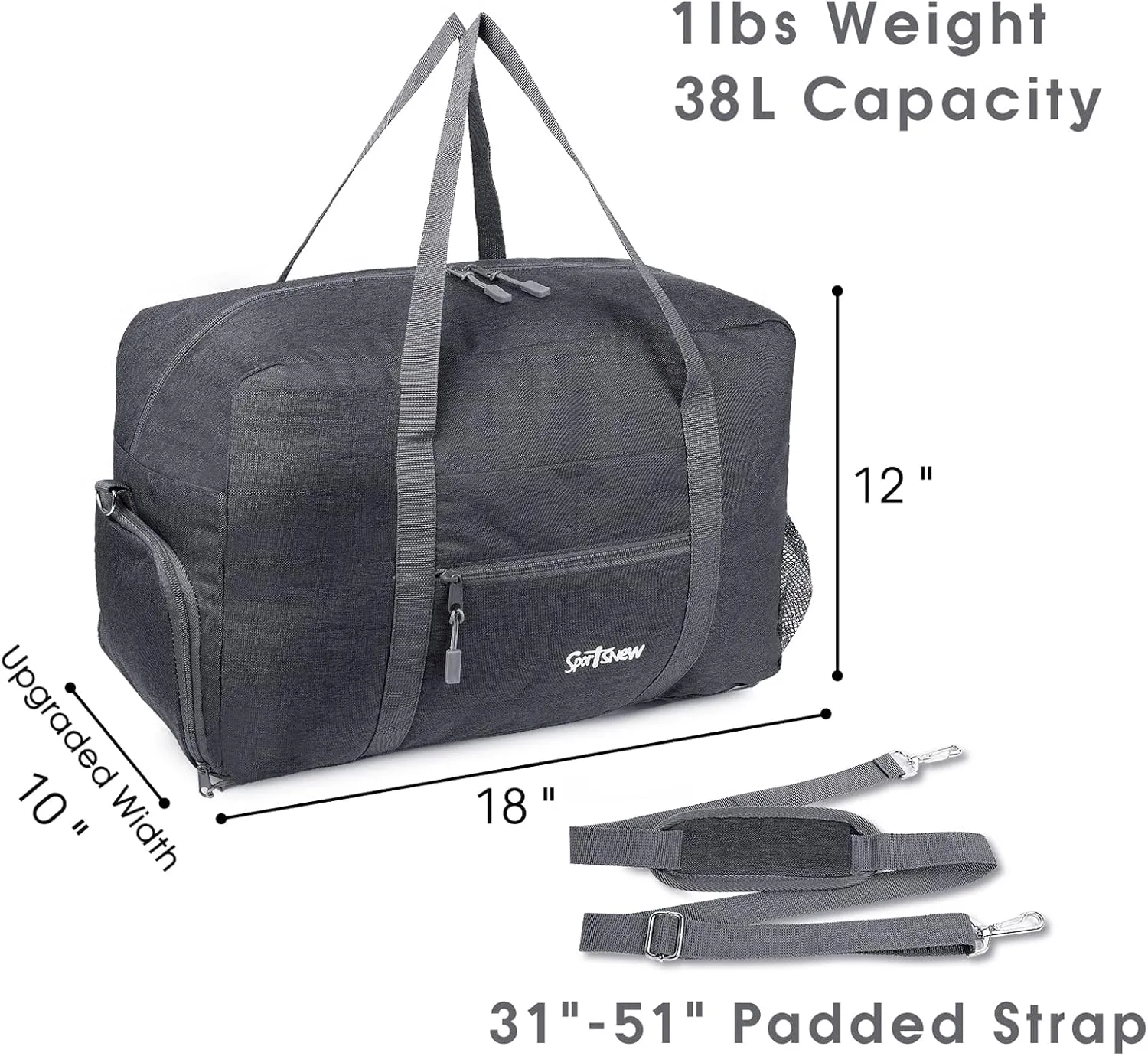 sportsnew Sports Gym Bag with Shoes Compartment and Wet Pocket, Travel Duffel for Men and Women, 38L Workout Weekender Overnight Bag Lightweight