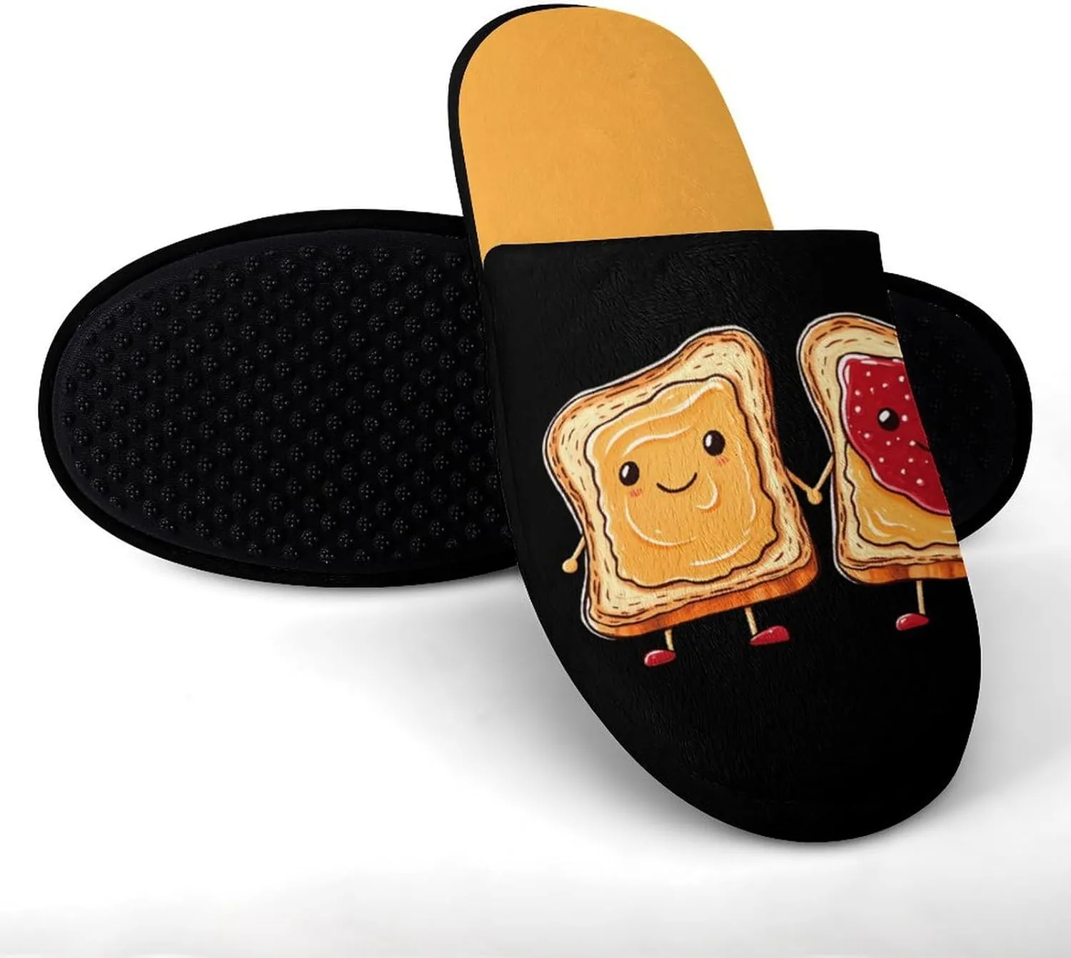 Spread Peanut Butter & Jelly Women's Flannel Slippers Comfort Closed Toe Slip On House Shoes Indoor