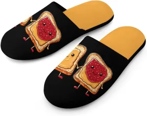 Spread Peanut Butter & Jelly Women's Flannel Slippers Comfort Closed Toe Slip On House Shoes Indoor