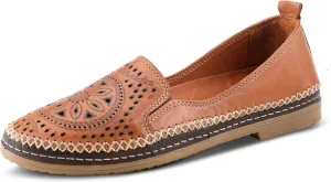 Spring Step Women's Ingrid Slip-On Premium Leather Loafers - Laser Cutout Design, Elastic Goring, Lightweight Flat Sole
