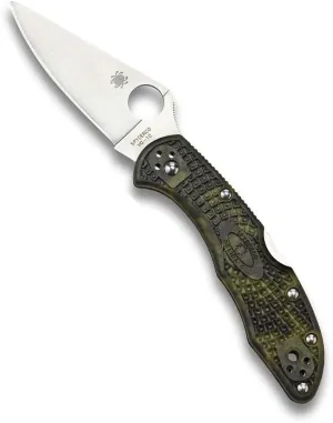 Spyderco Delica 4 Lightweight 7.15" Signature Folding Knife with 2.90" Flat-Ground Steel Blade and High-Strength FRN Handle - PlainEdge Grind