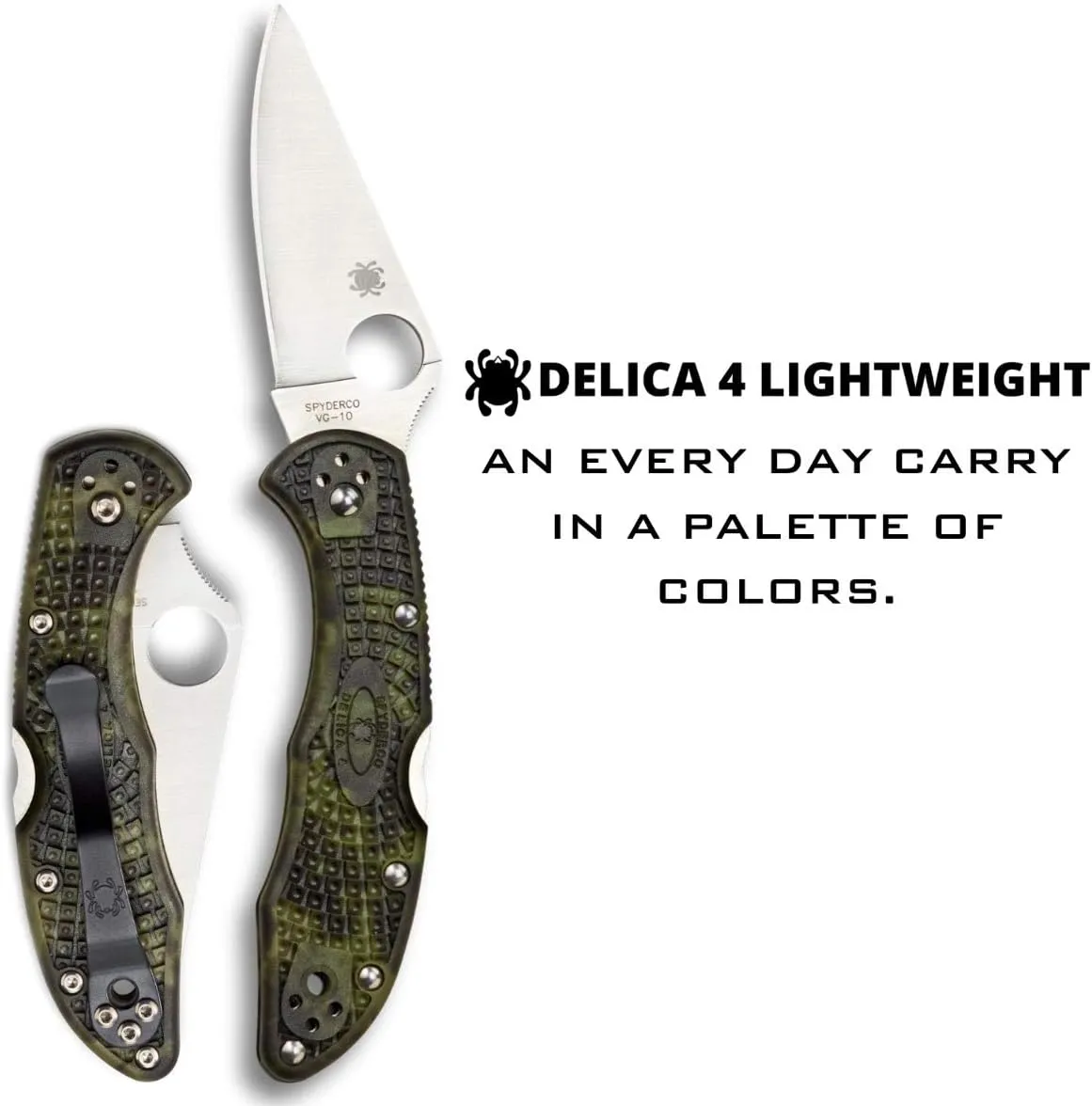 Spyderco Delica 4 Lightweight 7.15" Signature Folding Knife with 2.90" Flat-Ground Steel Blade and High-Strength FRN Handle - PlainEdge Grind