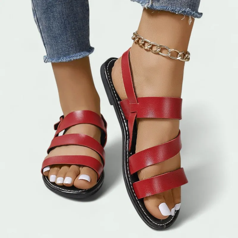 Strazoro | Leather Sandals with Adjustable Buckle and Comfortable Sole (Women)