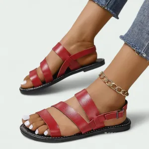 Strazoro | Leather Sandals with Adjustable Buckle and Comfortable Sole (Women)