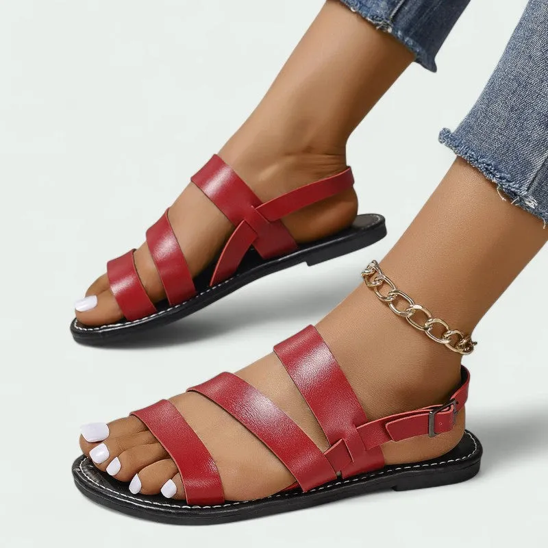 Strazoro | Leather Sandals with Adjustable Buckle and Comfortable Sole (Women)