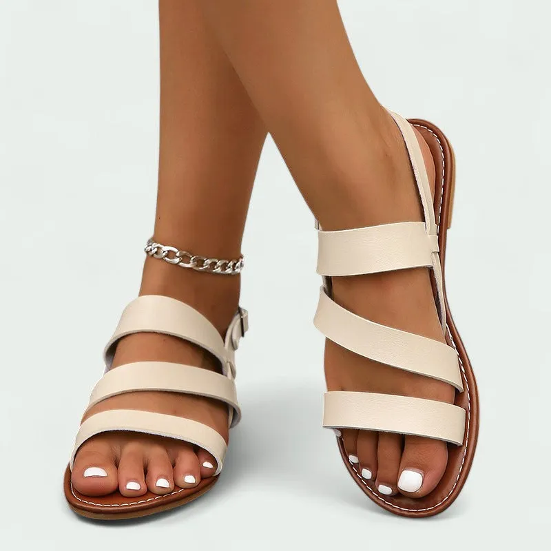 Strazoro | Leather Sandals with Adjustable Buckle and Comfortable Sole (Women)