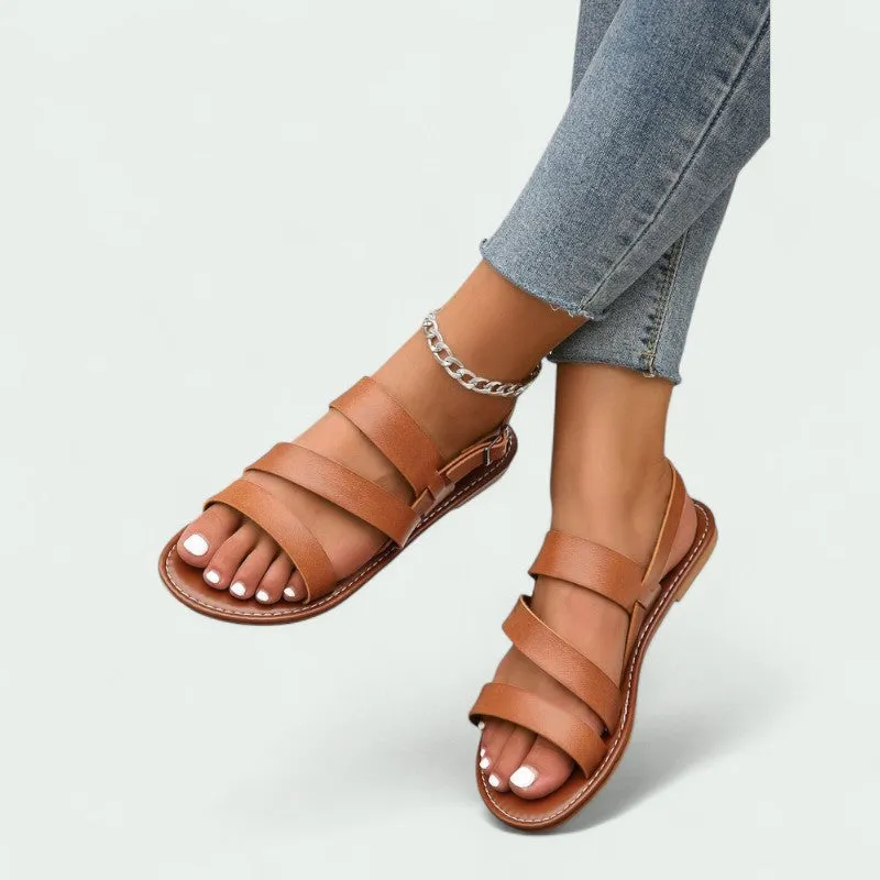 Strazoro | Leather Sandals with Adjustable Buckle and Comfortable Sole (Women)