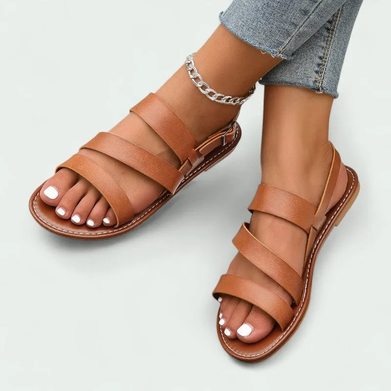 Strazoro | Leather Sandals with Adjustable Buckle and Comfortable Sole (Women)