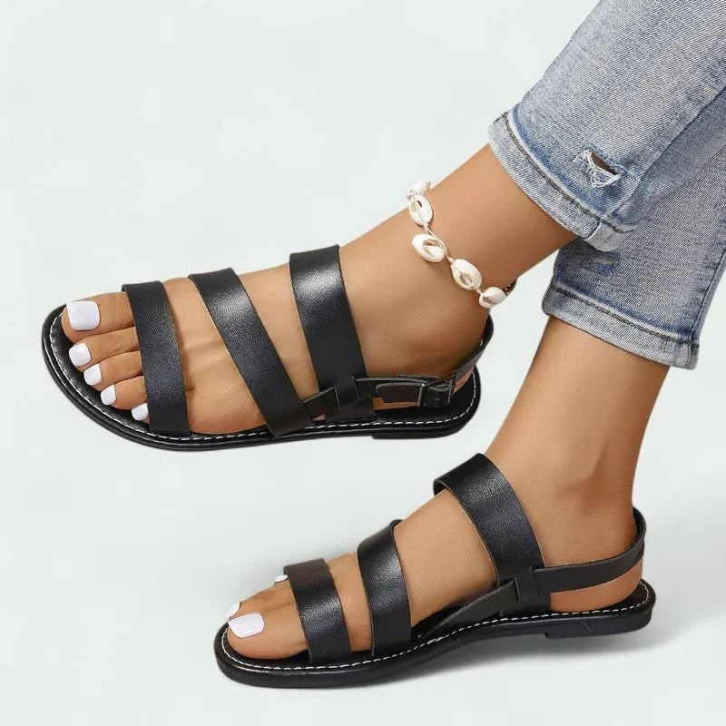 Strazoro | Leather Sandals with Adjustable Buckle and Comfortable Sole (Women)