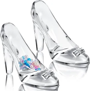 Suclain 2 Pcs Glass Slipper Princess Crystal High Heels Shoes Ornaments Glass Slipper Decoration Gift for Weddings Birthday Party Favors Ornaments Girls Women(Clear)