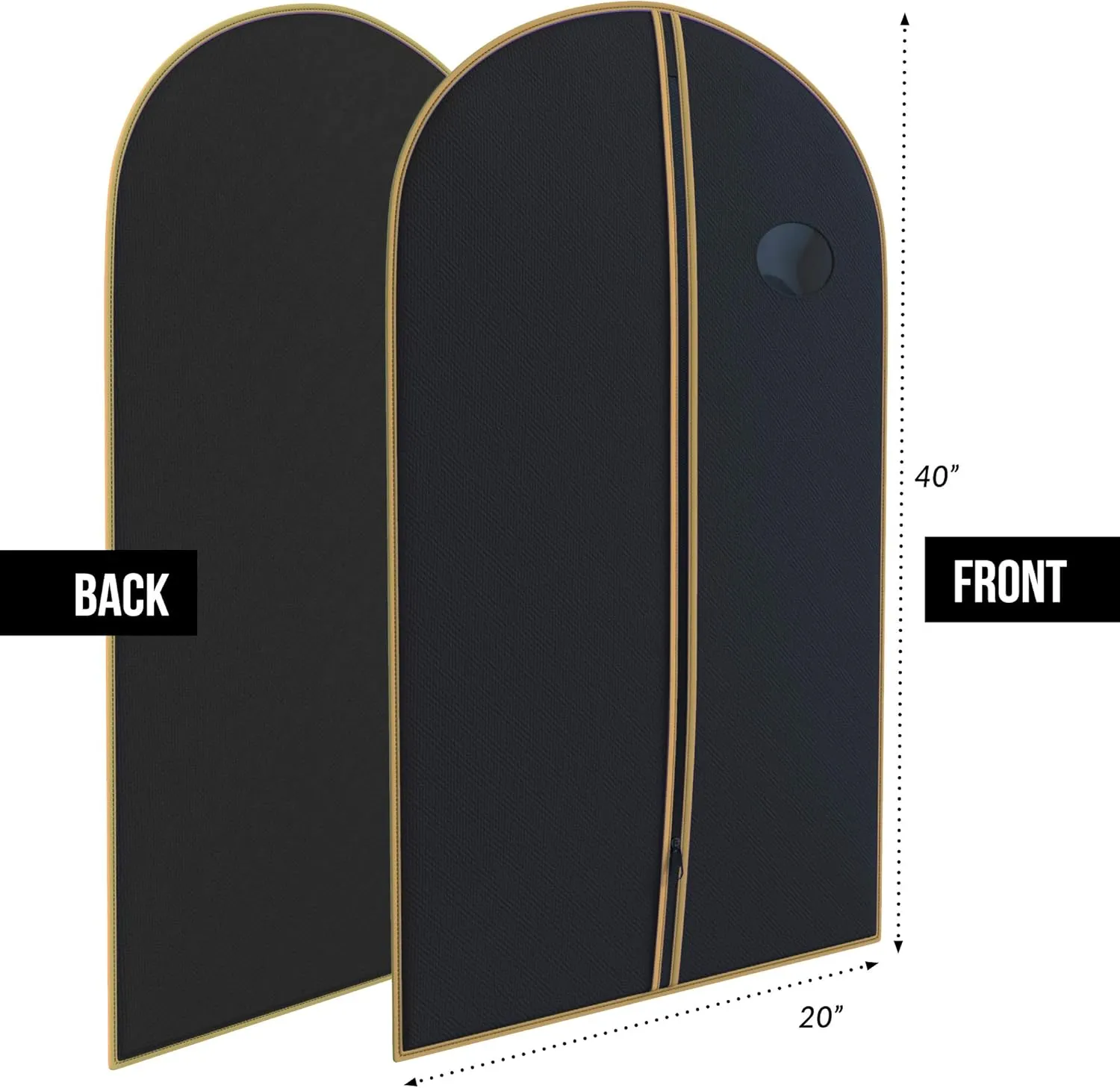 Suit Garment Travel Bags -Lightweight -40" x 24" -Men's Collection by Your Bags (Black With Gold Trim)