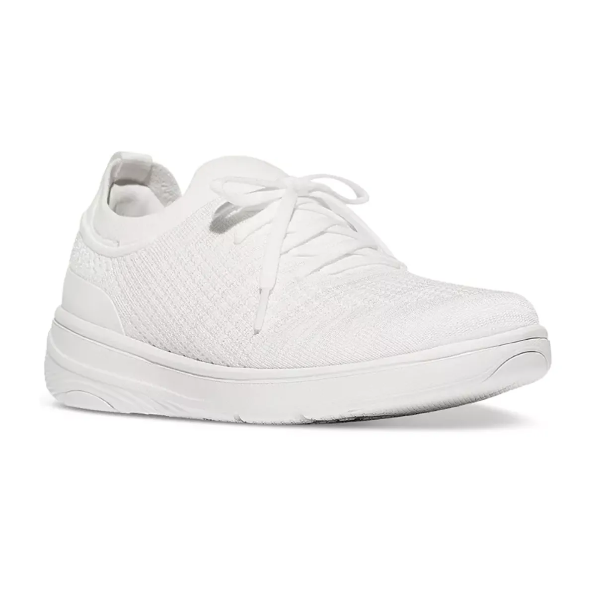 Super Q Knit Slip-On Laced Sneakers in Urban White