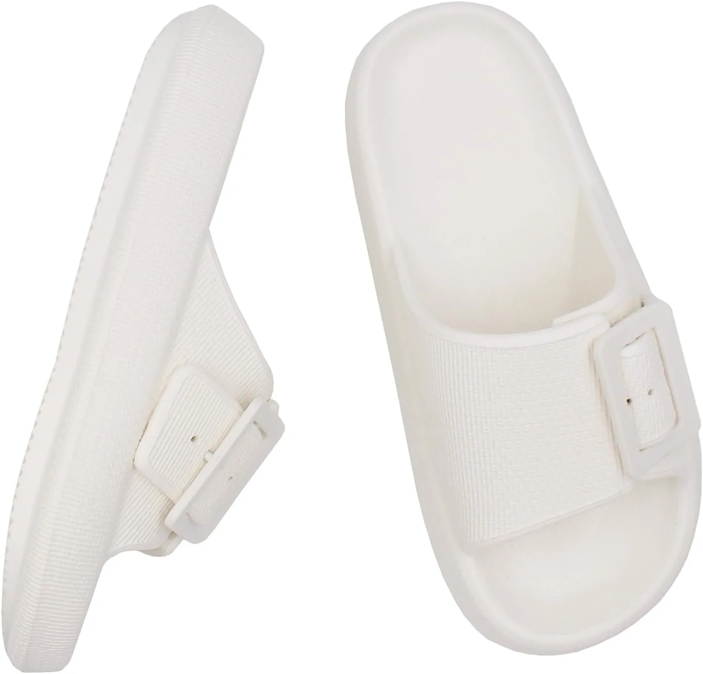 SUSHAN Women Pillow Sandals with Soft Thick Sole Cloud Slides Bathroom Non-Slip Shower Shoes House Slippers