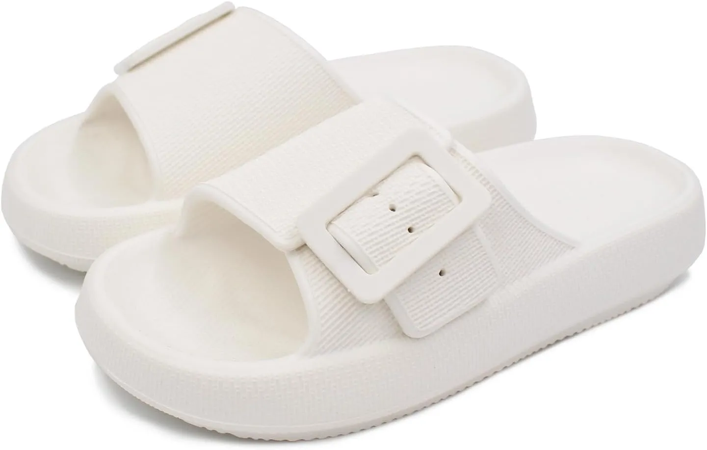 SUSHAN Women Pillow Sandals with Soft Thick Sole Cloud Slides Bathroom Non-Slip Shower Shoes House Slippers