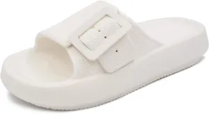 SUSHAN Women Pillow Sandals with Soft Thick Sole Cloud Slides Bathroom Non-Slip Shower Shoes House Slippers