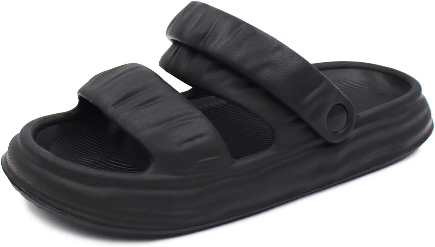 SUSHAN Women Pillow Slippers with Soft Thick Sole Cloud Slides Bathroom Non-Slip Shower Sandals Open Toe House Shoes