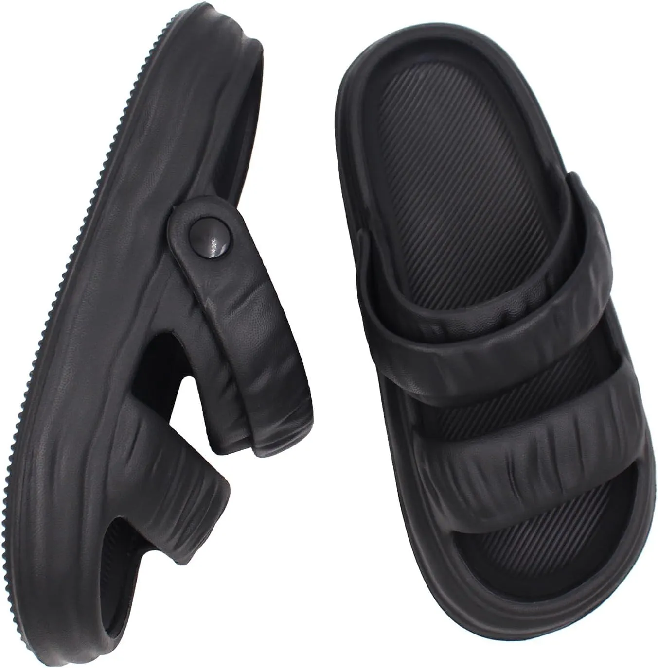 SUSHAN Women Pillow Slippers with Soft Thick Sole Cloud Slides Bathroom Non-Slip Shower Sandals Open Toe House Shoes