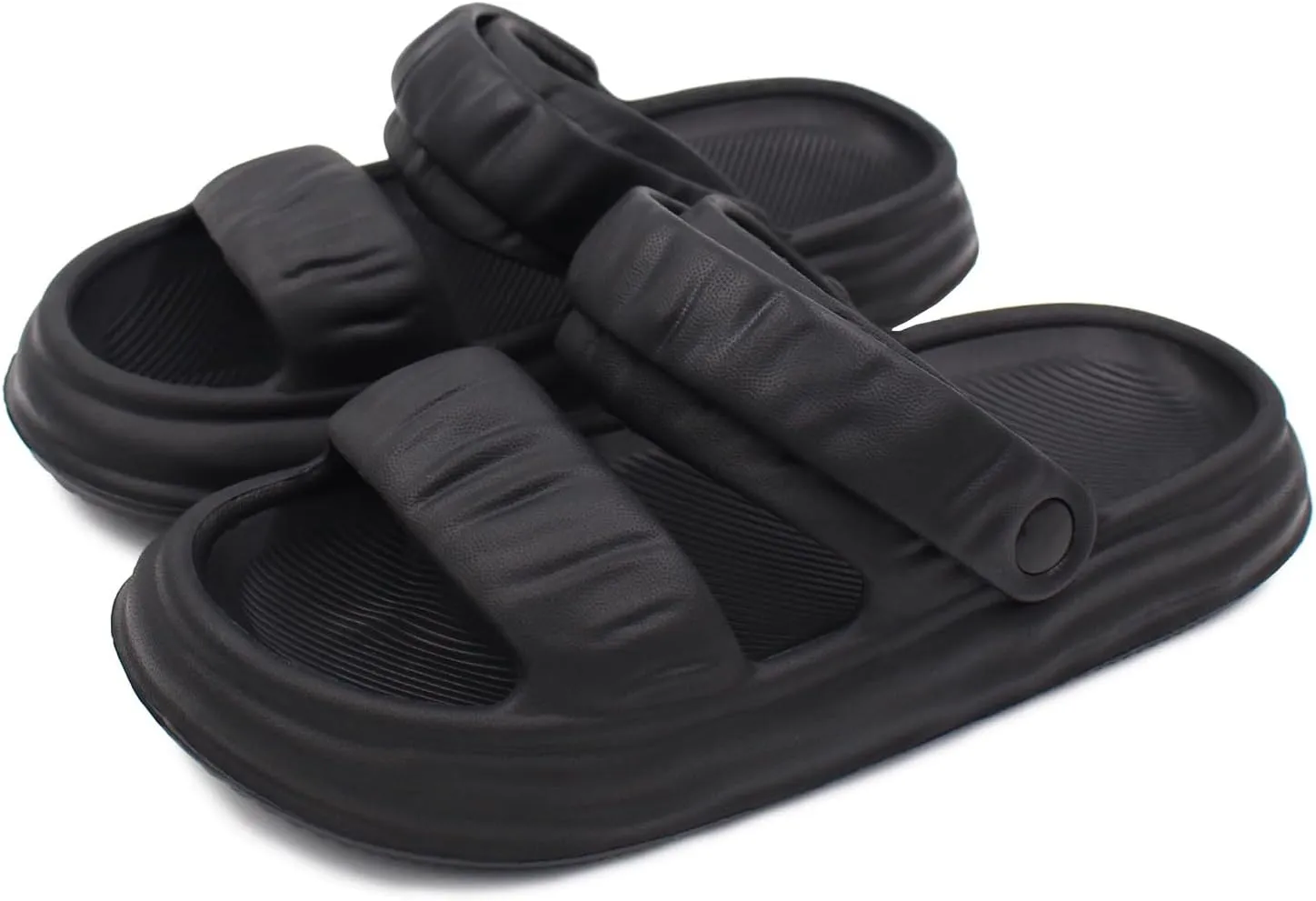 SUSHAN Women Pillow Slippers with Soft Thick Sole Cloud Slides Bathroom Non-Slip Shower Sandals Open Toe House Shoes