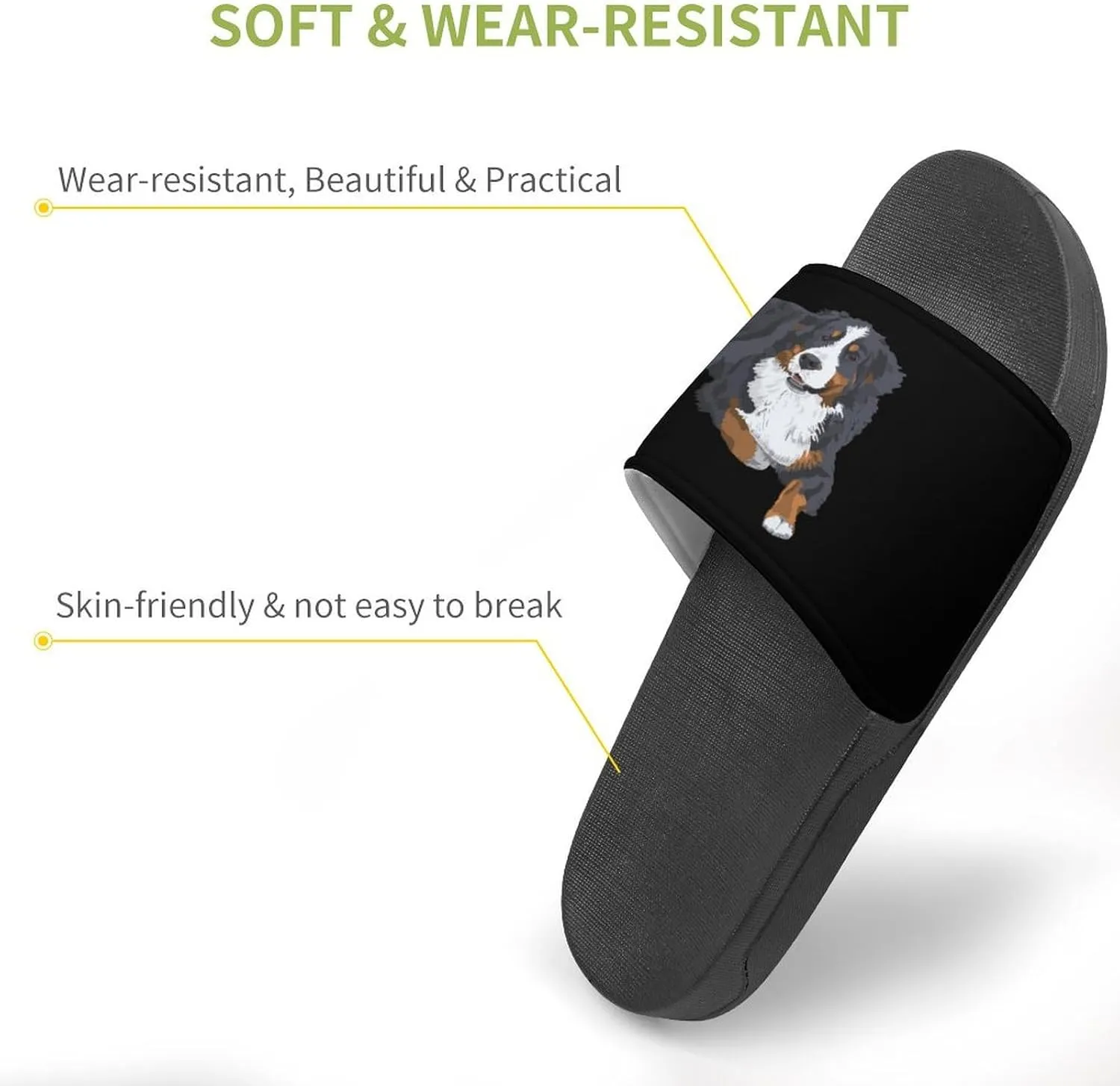 Swiss Bernese Mountain Dog House Slippers for Women Men Shower Slides Bathroom Sandals