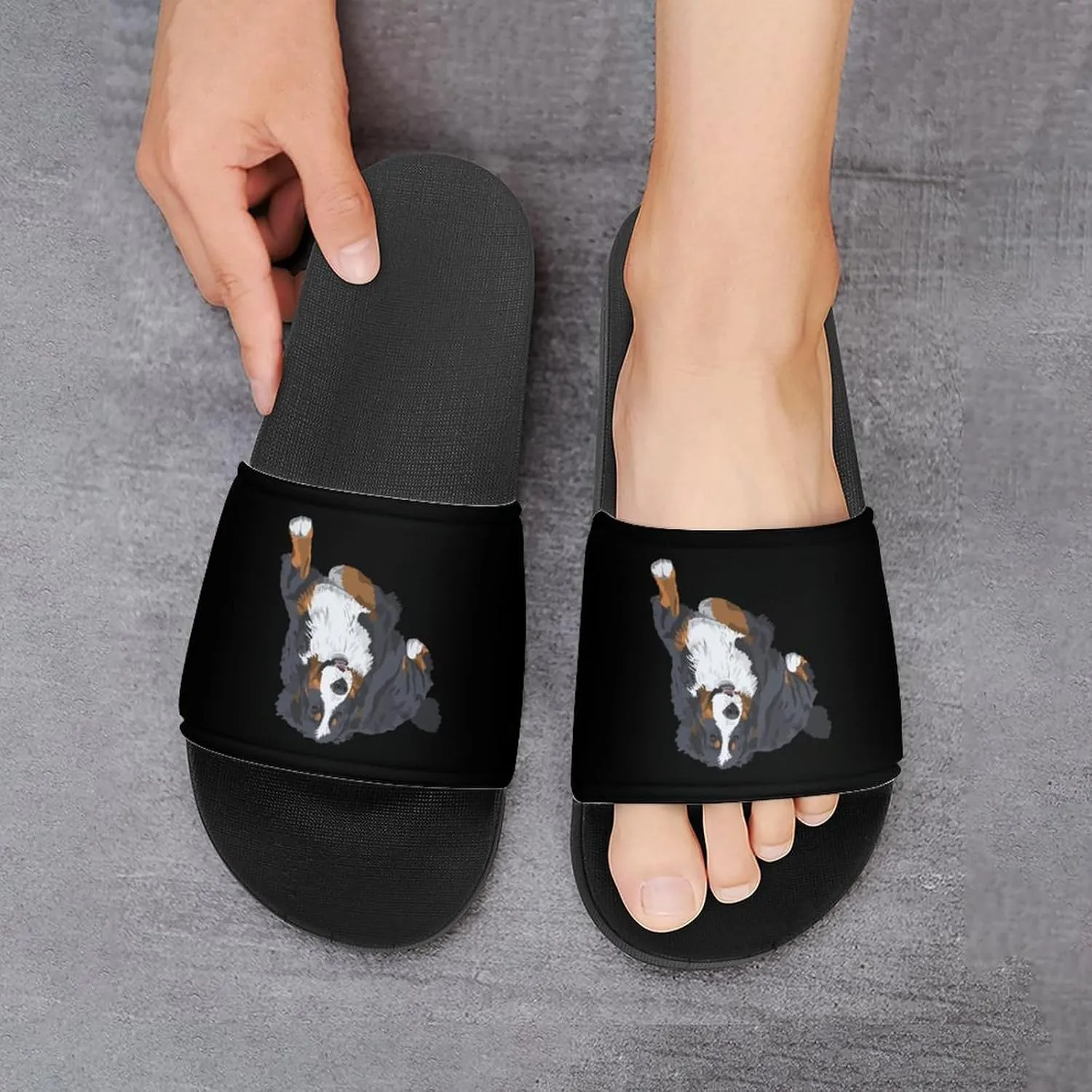 Swiss Bernese Mountain Dog House Slippers for Women Men Shower Slides Bathroom Sandals