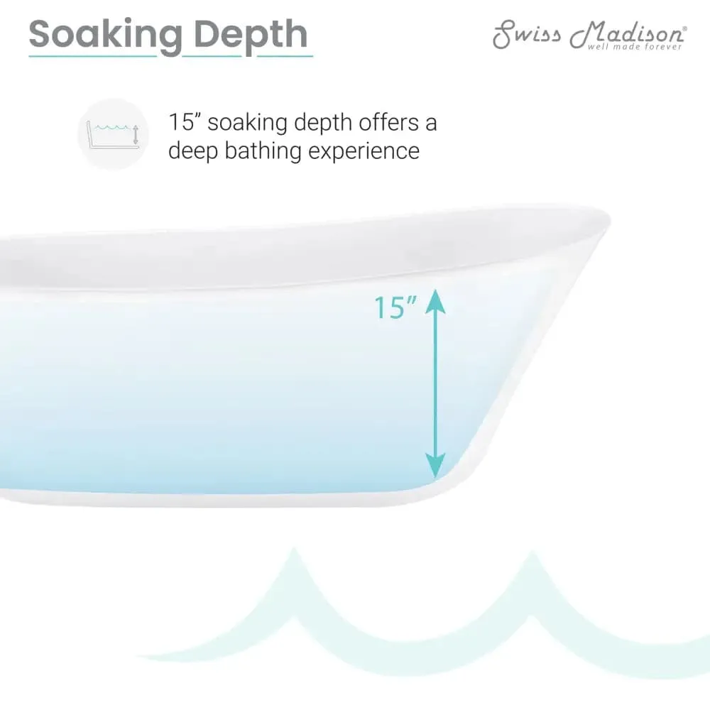 Swiss Madison Sublime 67" Single Slipper Freestanding Bathtub
