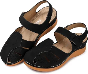 SWQZVT Women Comfortable Flat Sandals: Closed Toe Dressy Summer Sandal - Fisherman Hollow Out Walking Sandals