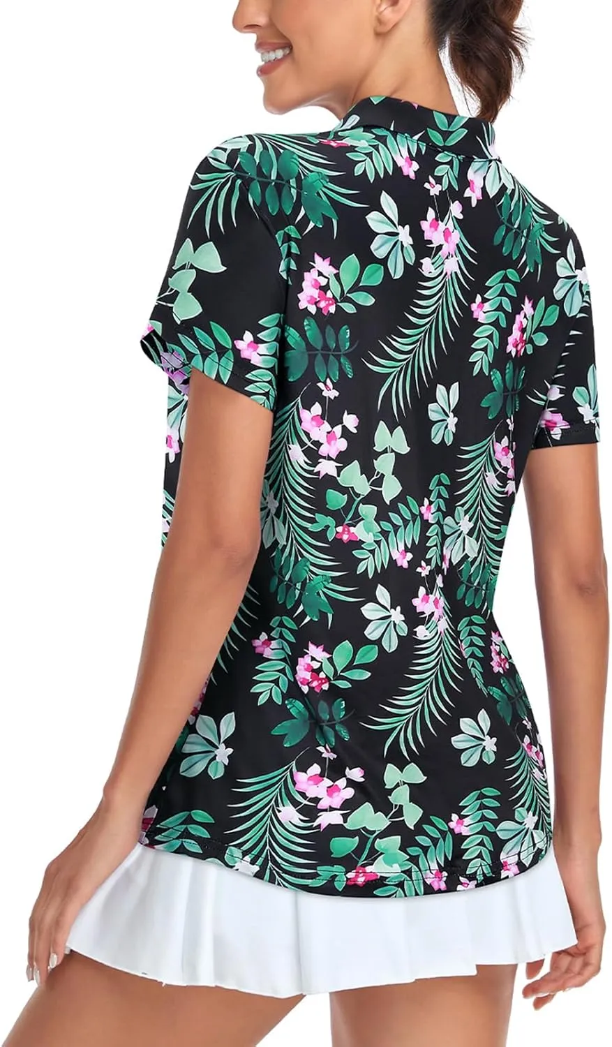 Tanst Sky Womens Golf Shirts Zip Up Overlap Short Sleeve Workout Tops Quick Dry Tennis Shirt