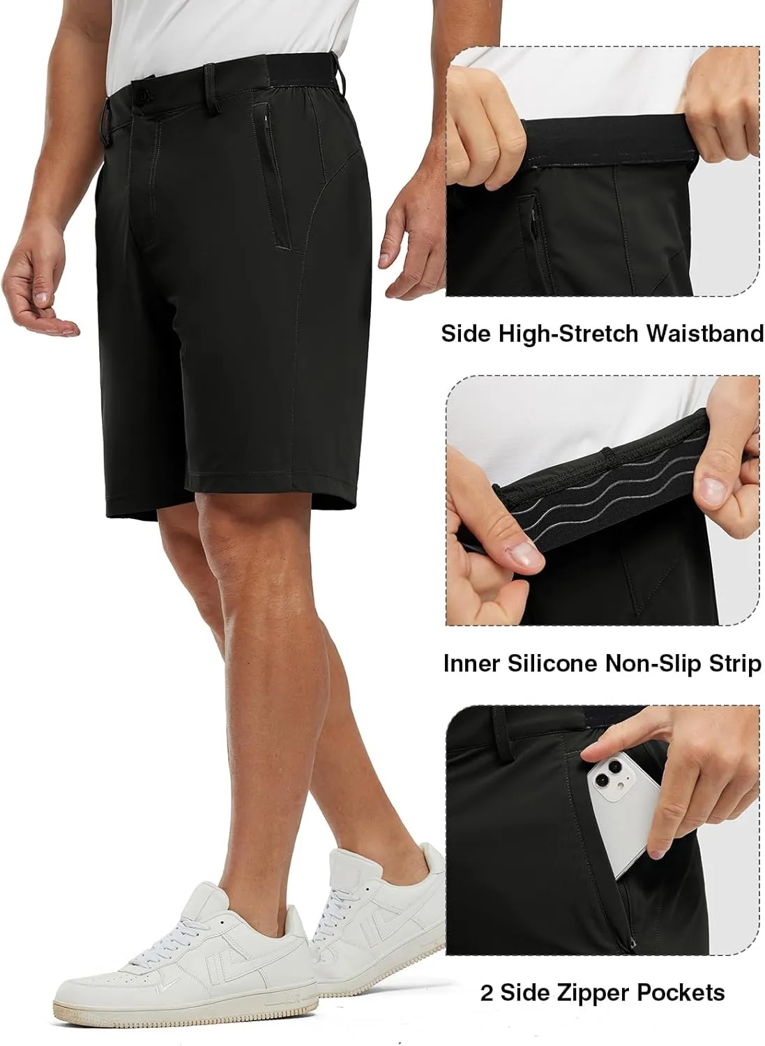 TBMPOY Men's 9" Golf Shorts Quick Dry Casual Shorts Dress Shorts Flat Front Stretch Lightweight for Work Business Travel