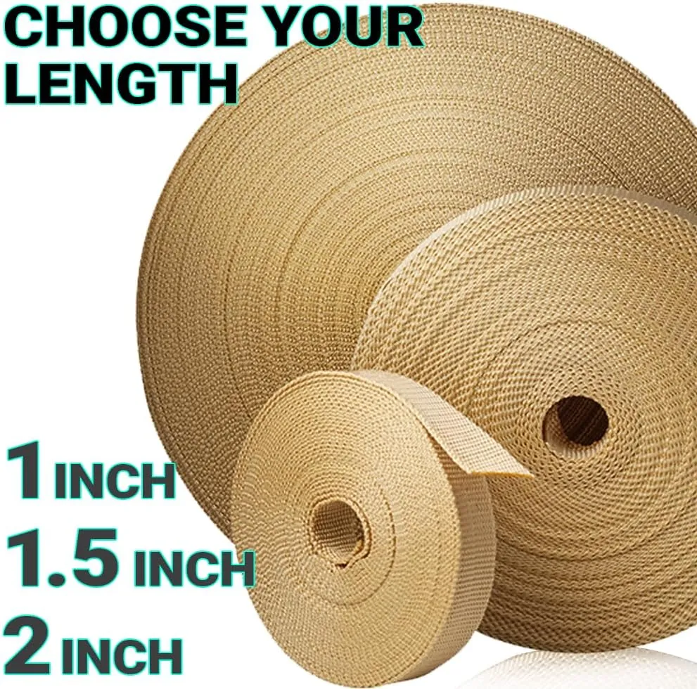 TECEUM 1" & 1.5" & 2" Webbing – 10 25 50 Yards – 40  Colors – Heavy Duty 1 Inch 1.5 Inch 2 Inch Webbing for Climbing Outdoors Indoors Crafting DIY