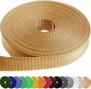 TECEUM 1" & 1.5" & 2" Webbing – 10 25 50 Yards – 40  Colors – Heavy Duty 1 Inch 1.5 Inch 2 Inch Webbing for Climbing Outdoors Indoors Crafting DIY