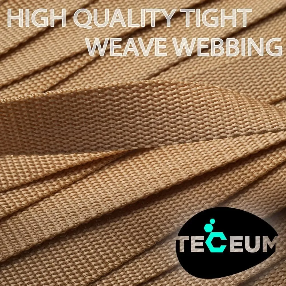TECEUM 1" & 1.5" & 2" Webbing – 10 25 50 Yards – 40  Colors – Heavy Duty 1 Inch 1.5 Inch 2 Inch Webbing for Climbing Outdoors Indoors Crafting DIY