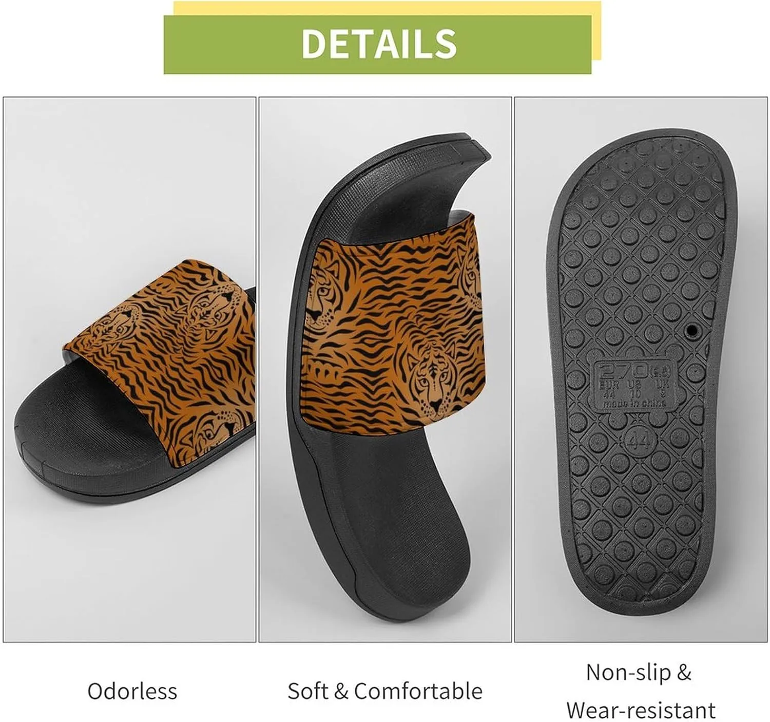 Tiger Animal Print House Slippers for Women Men Shower Slides Bathroom Sandals