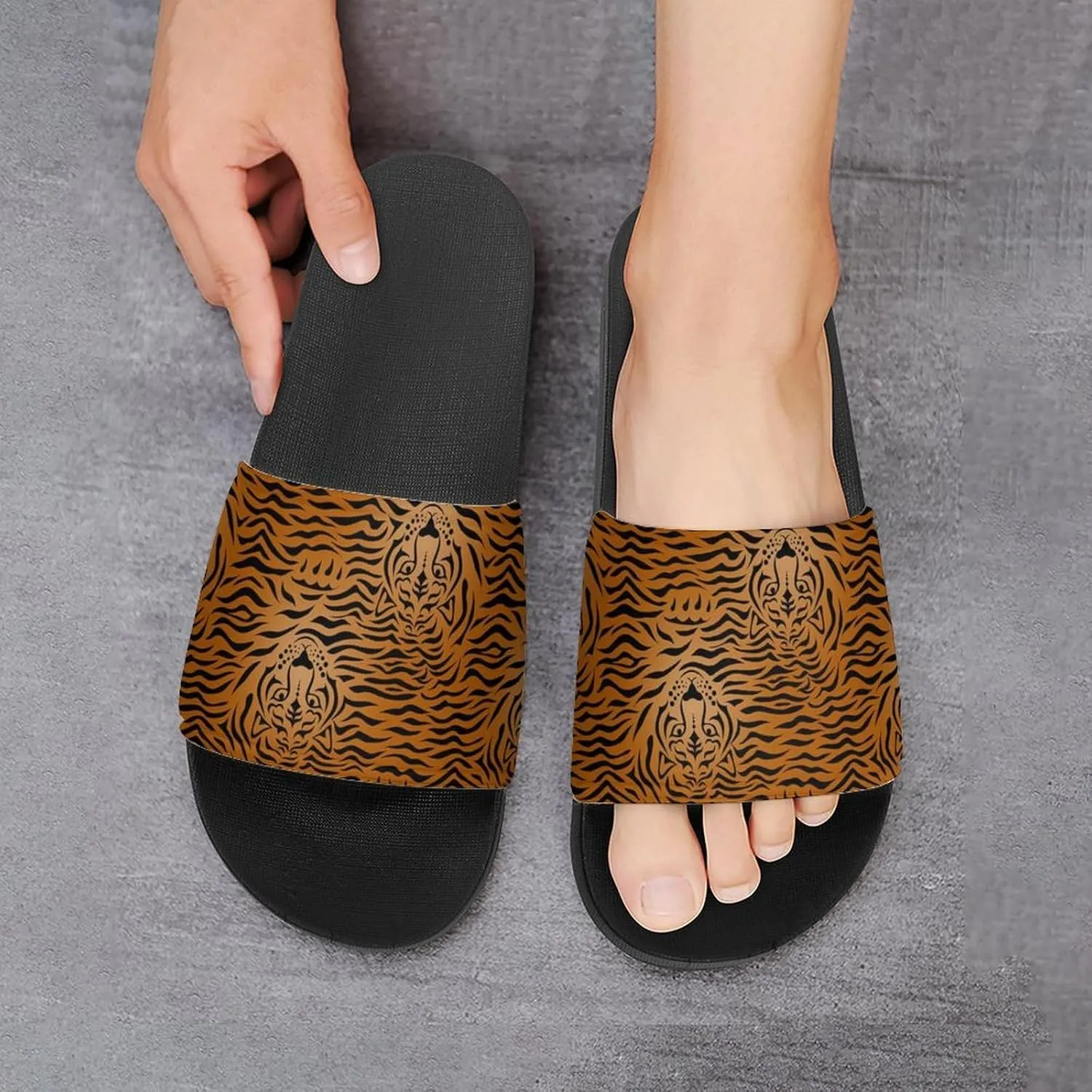 Tiger Animal Print House Slippers for Women Men Shower Slides Bathroom Sandals