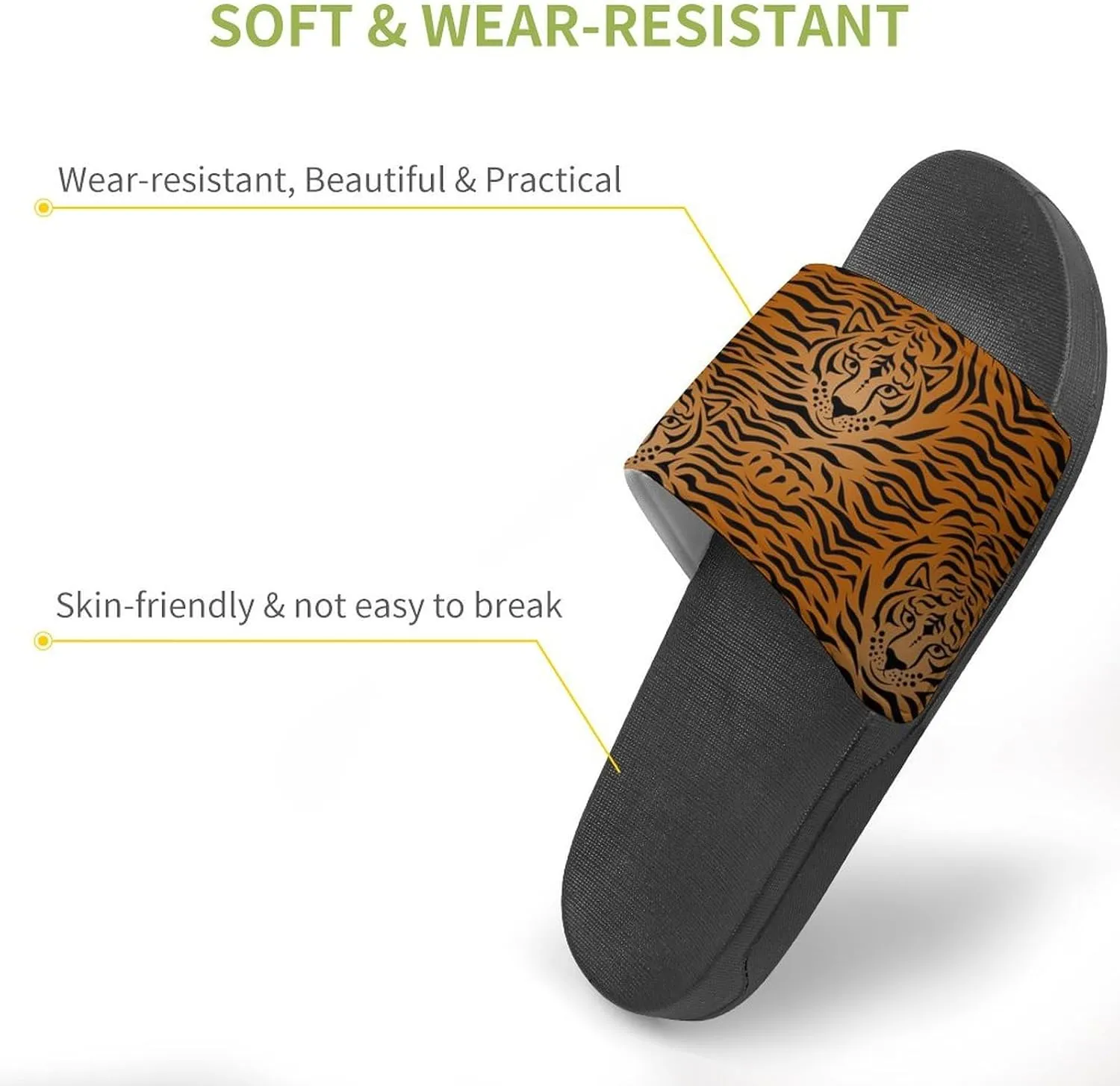 Tiger Animal Print House Slippers for Women Men Shower Slides Bathroom Sandals