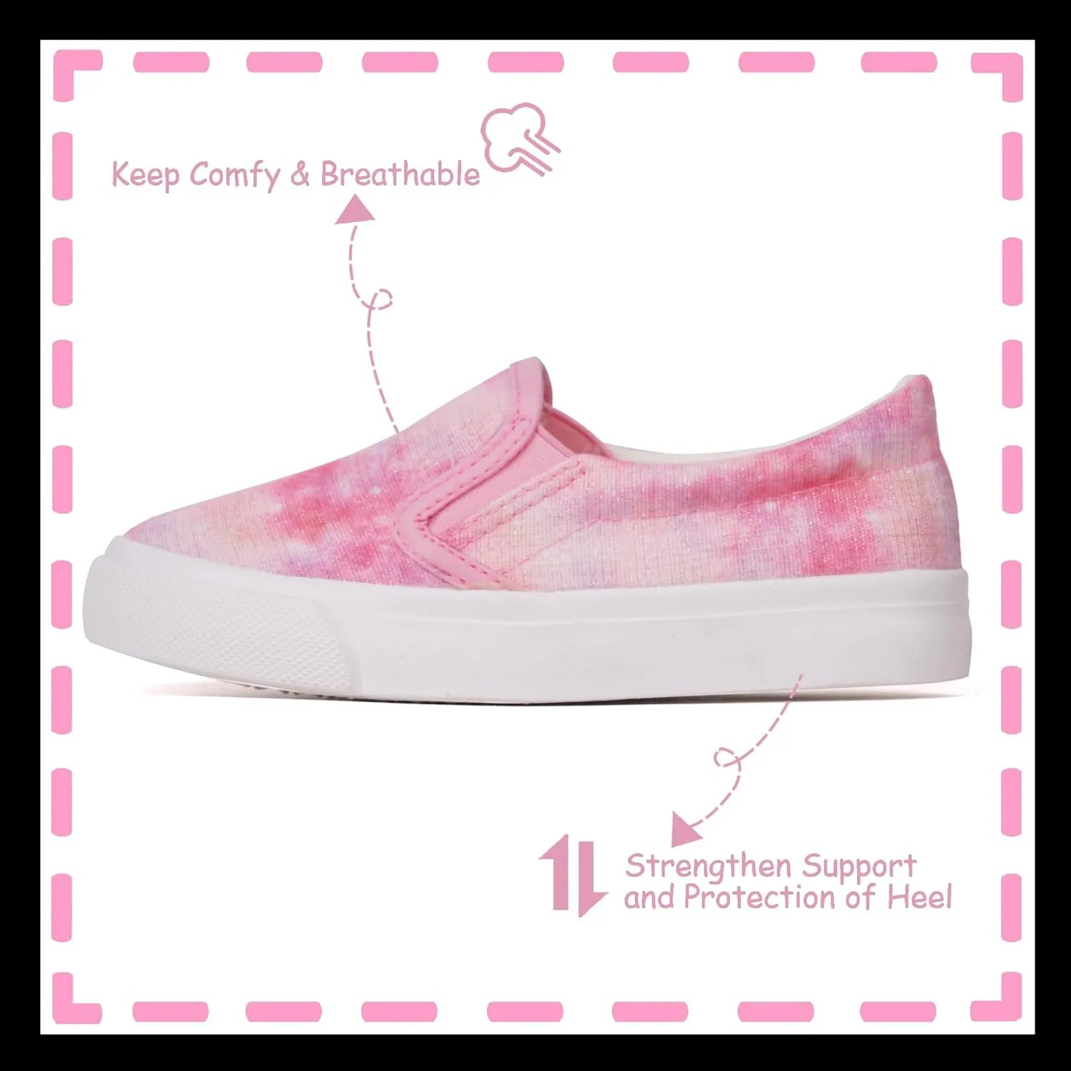 Toandon Toddler Kids Girls Sparkle Slip On Walking Shoes Age 2-10