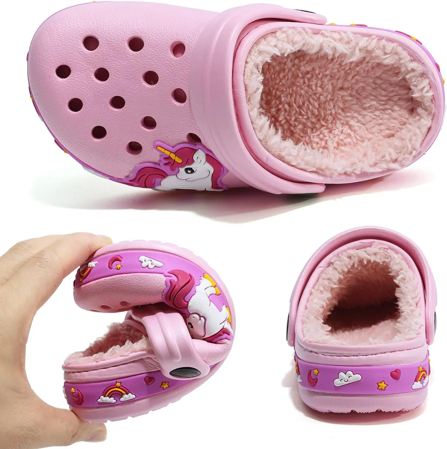 Toddler Lined Clog Slippers Winter Garden Sandals Kids House Shoes Warm Slip On Sneakers Cartoon Slides for Boys and Girls