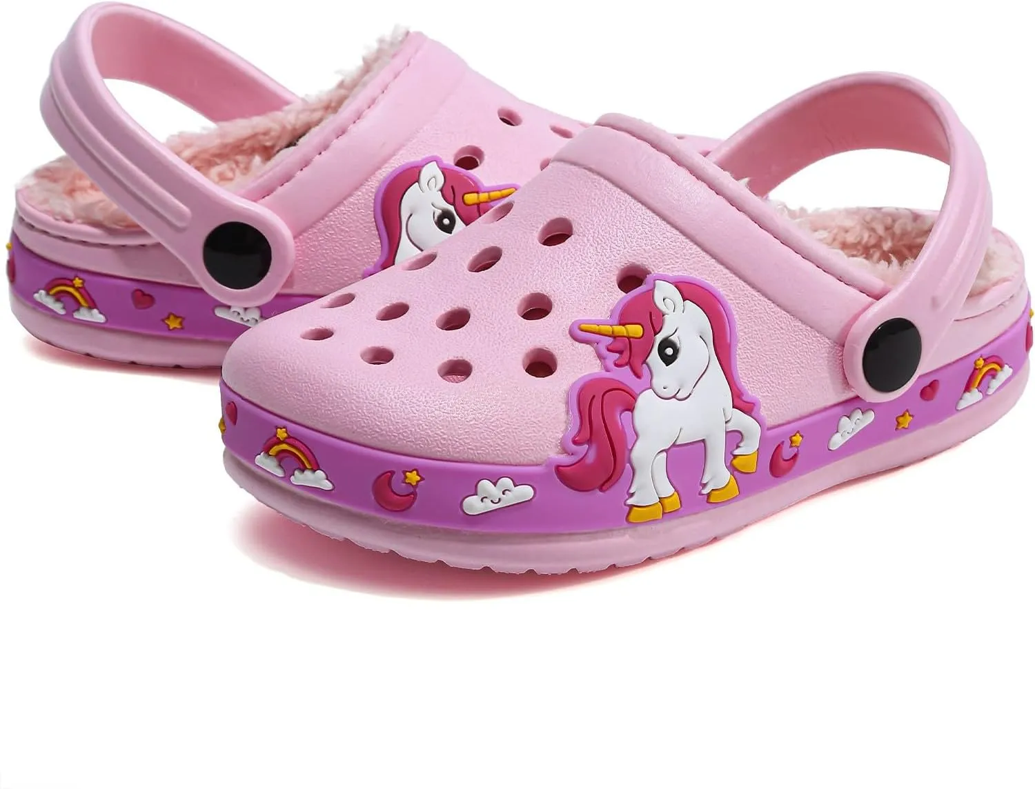 Toddler Lined Clog Slippers Winter Garden Sandals Kids House Shoes Warm Slip On Sneakers Cartoon Slides for Boys and Girls