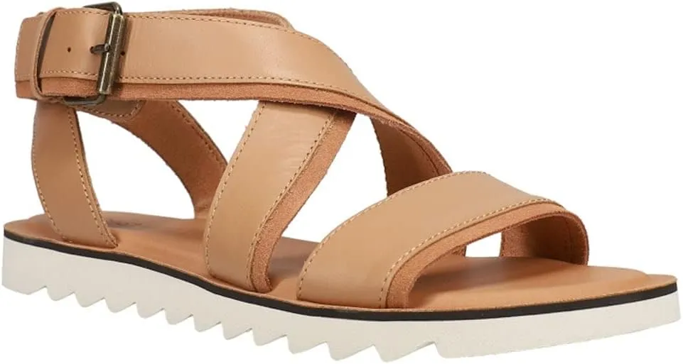 TOMS Womens Sidney Tread Snow Leopard Ankle Strap Casual Sandals Casual - Black, Off White