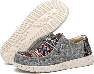 Tongzone Women's Wide Slip On Loafer Walking Shoes Canvas Lightweight Arch Support Sneakers