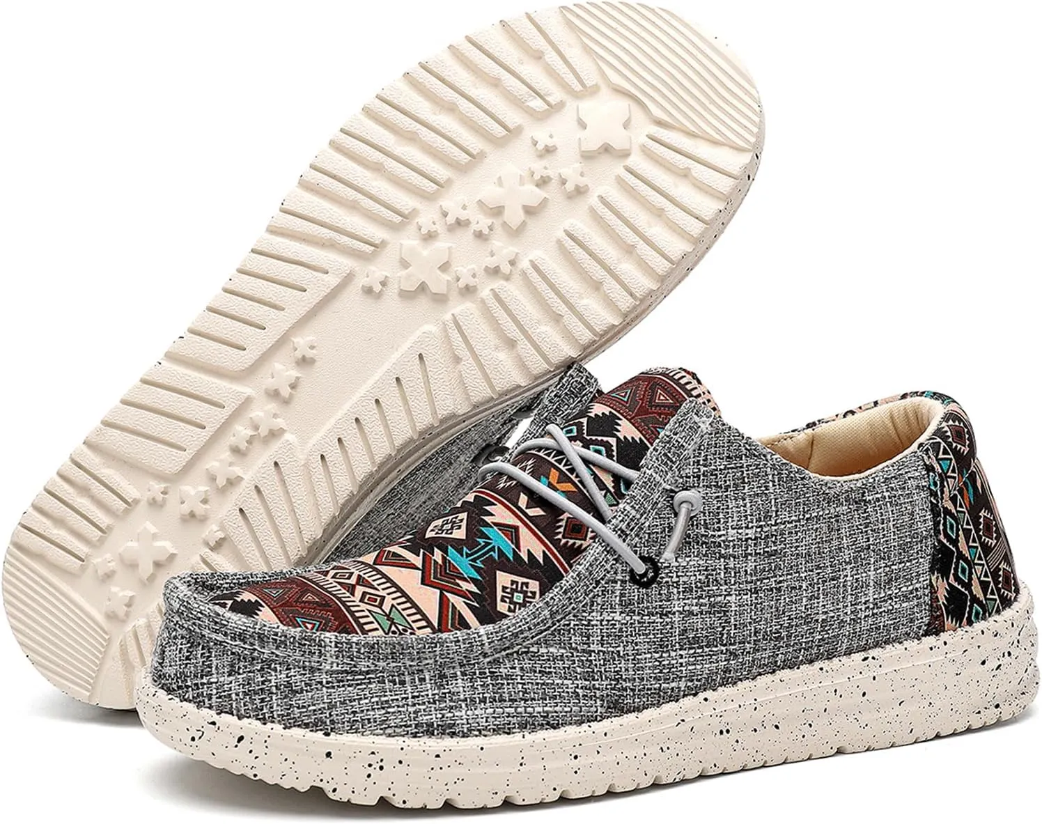 Tongzone Women's Wide Slip On Loafer Walking Shoes Canvas Lightweight Arch Support Sneakers