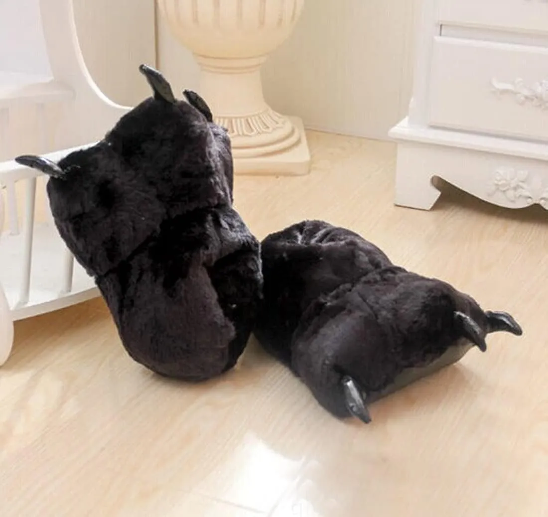 TONWHAR Animal Paw Claw Shoes Fuzzy Faux Fur Warm Novelty Costume Slippers