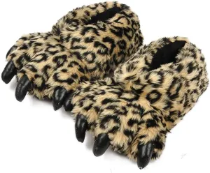 TONWHAR Grizzly Bear Paw Wool Leopard-print Slippers Cartoon Warm Slipper