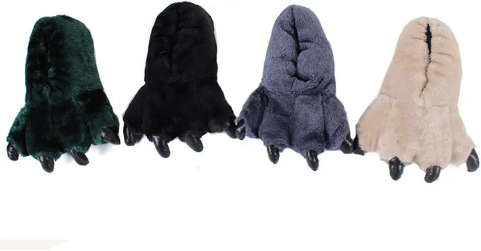 TONWHAR Grizzly Bear Paw Wool Leopard-print Slippers Cartoon Warm Slipper