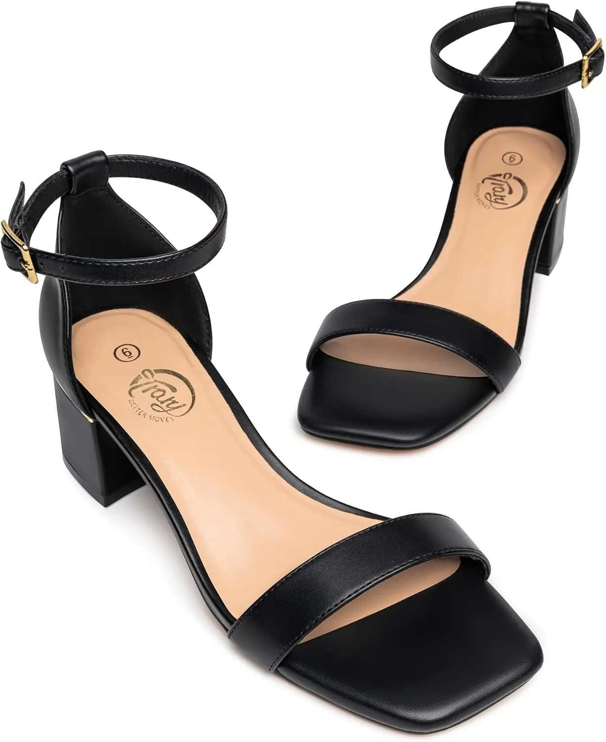 Trary Low Heels for Women Square Open Toe Ankle Strap Women's Pumps Dressy Shoes Block Chunky Heels Comfy Fashion Heeled Sandals for Women 2025 Adjustable Buckle 2.16 Inches Work Causal Party Wedding