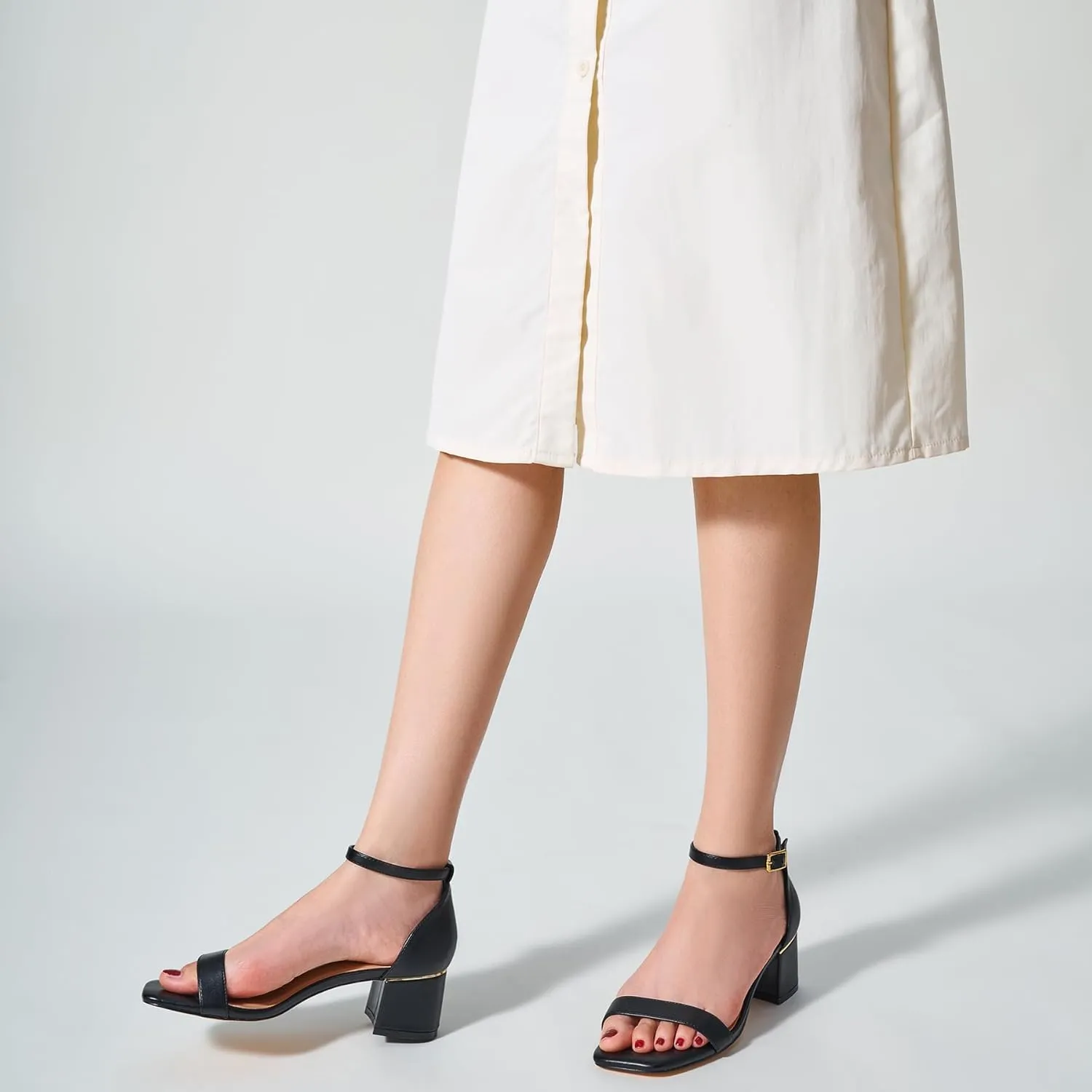 Trary Low Heels for Women Square Open Toe Ankle Strap Women's Pumps Dressy Shoes Block Chunky Heels Comfy Fashion Heeled Sandals for Women 2025 Adjustable Buckle 2.16 Inches Work Causal Party Wedding