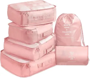Travel Packing Cubes, VAGREEZ Lightweight Luggage Organizers Bags Set for Carry on Suitcase (6Pcs Pink)