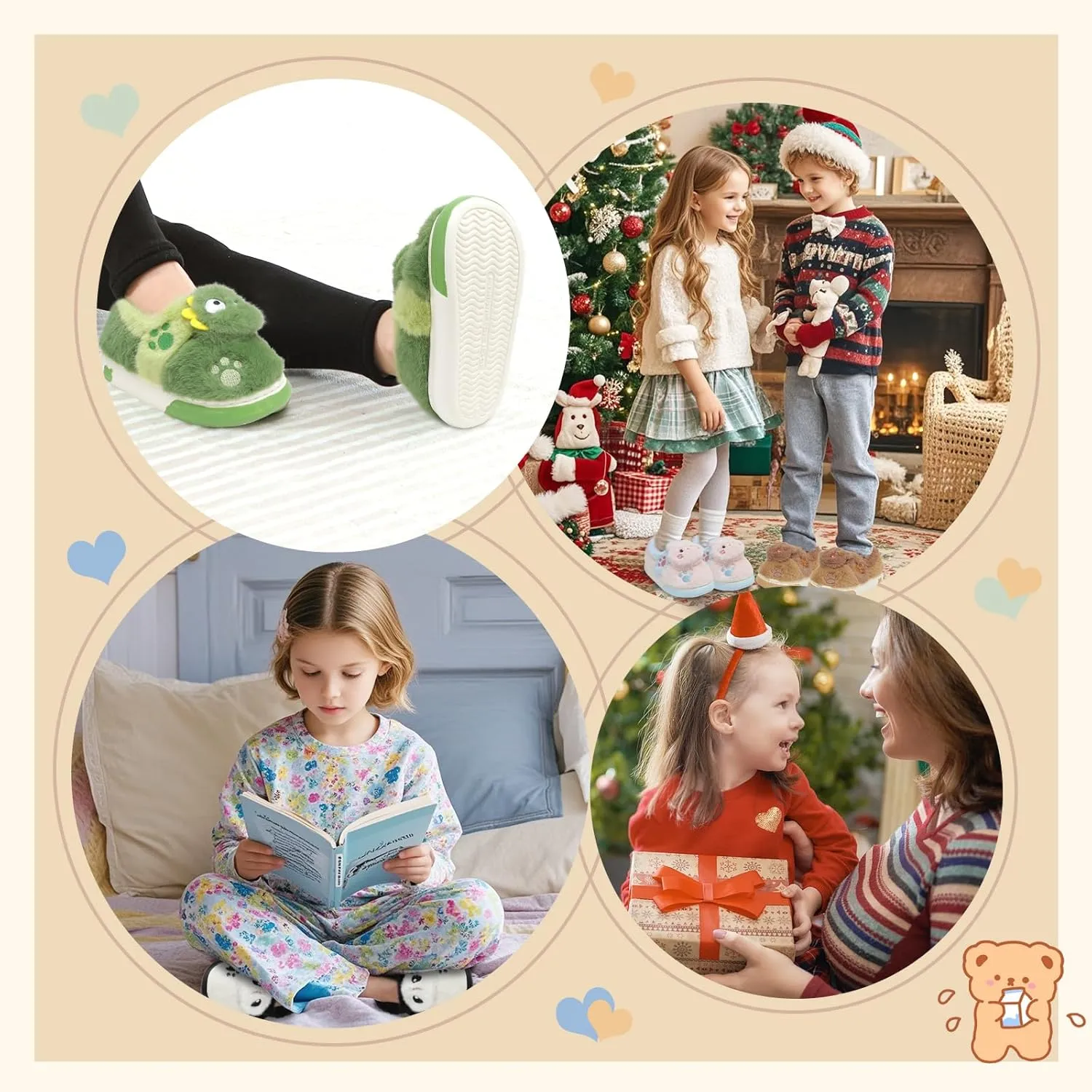 TXJ Sports Toddler Slippers for Girls Boys Soft Plush House Slippers Kids Winter Fuzzy Slipper Indoor Cozy Cute Shoes